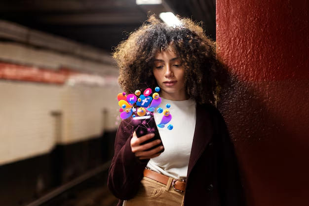 Jovem conectado às redes sociais no metrô, explorando novas oportunidades de Como Ganhar Dinheiro na Internet através de plataformas digitais.