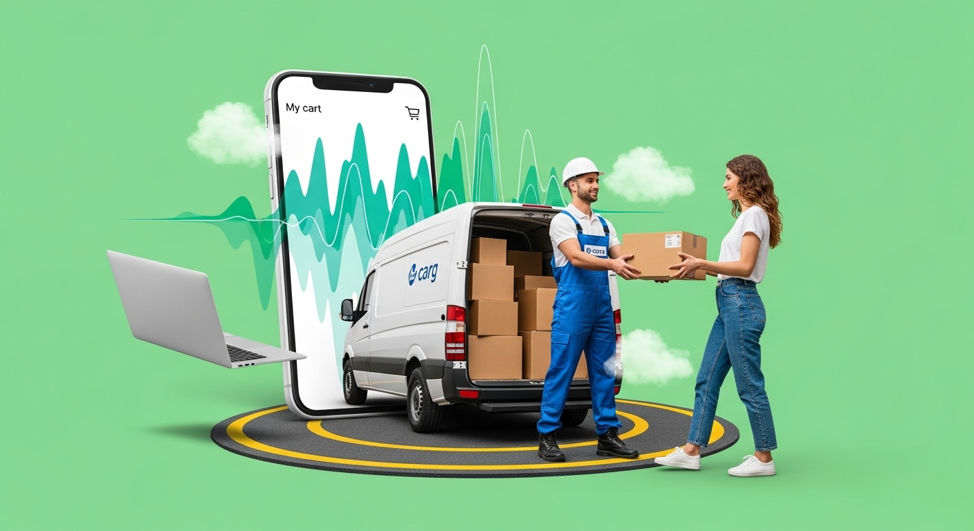 Representação digital de um serviço de entrega de compras online saindo da tela de um smartphone, evidenciando o crescimento do e-commerce. Vender produtos online é uma das formas mais eficazes de aprender como ganhar dinheiro na internet.