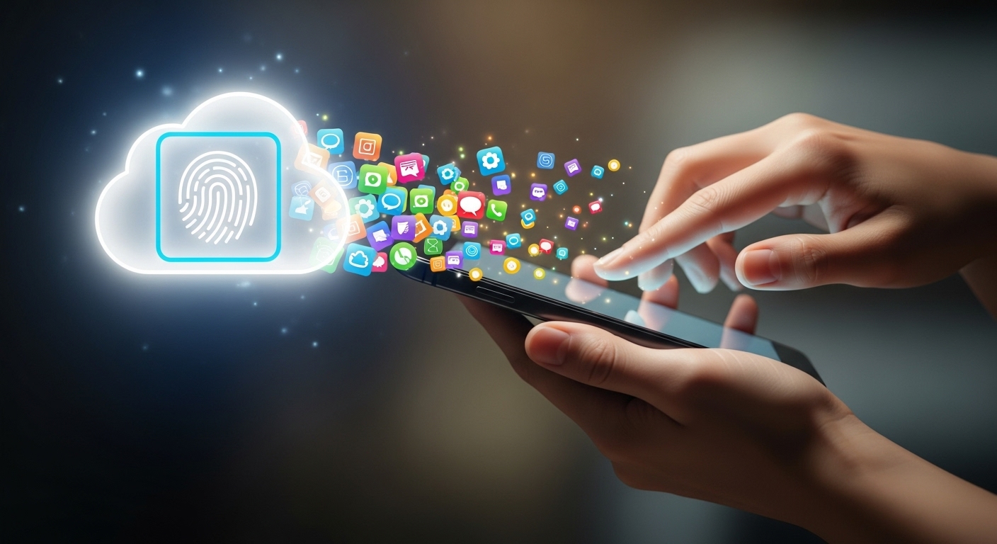 Curso Online: O Guia Definitivo para Transformar Sua Experiência em Receita 6 Mãos segurando um smartphone com diversos ícones de aplicativos saindo da tela, simbolizando o impacto das redes sociais em um curso online de marketing digital.