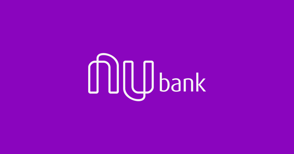 Logo do Nubank sobre um fundo roxo vibrante, simbolizando o impacto do marketing digital no setor financeiro e fintechs.