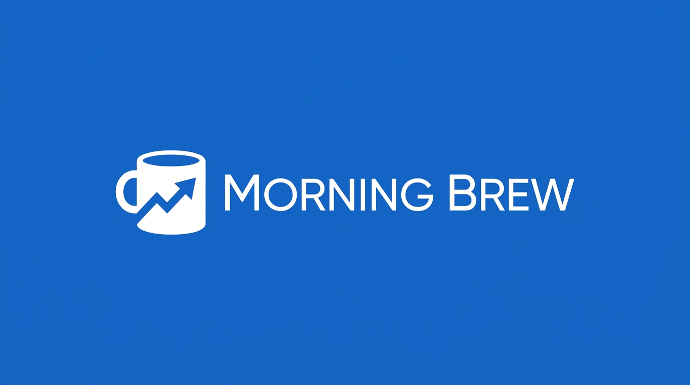 Logotipo do Morning Brew sobre um fundo azul, representando uma das newsletters digitais mais populares voltadas para informações diárias e tendências de mercado.